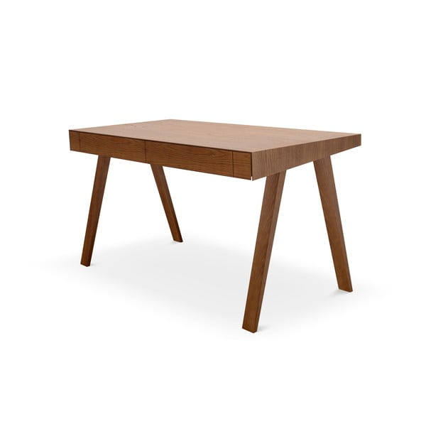 Rjava pisalna miza z nogami iz jesenovega lesa EMKO 4.9, 140 x 70 cm