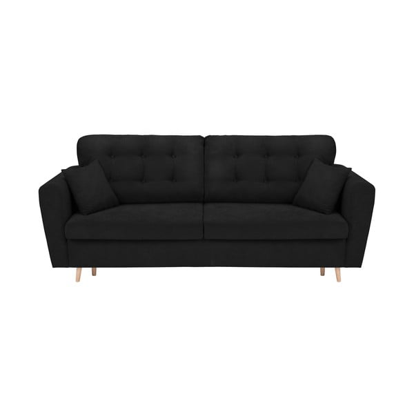 Črni trisedežni raztegljivi kavč s shranjevanjem Cosmopolitan Design Grenoble
