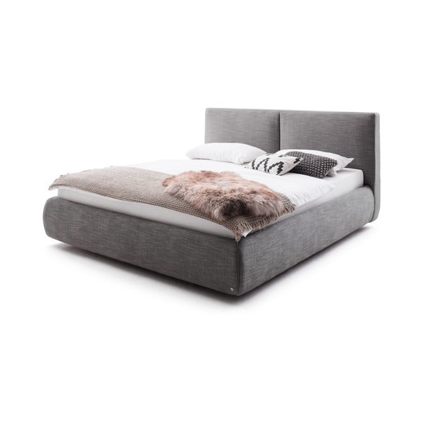Temno siva oblazinjena zakonska postelja s prostorom za shranjevanje z letvenim dnom 180x200 cm Atesio – Meise Möbel-image-3