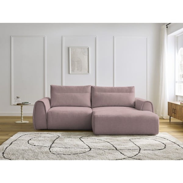 Svetlo rožnata kotna sedežna garnitura Aden – Bobochic Paris-image-1