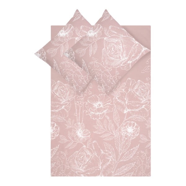 Rožnata posteljnina iz bombažnega perkala 200x200 cm Keno - Westwing Collection