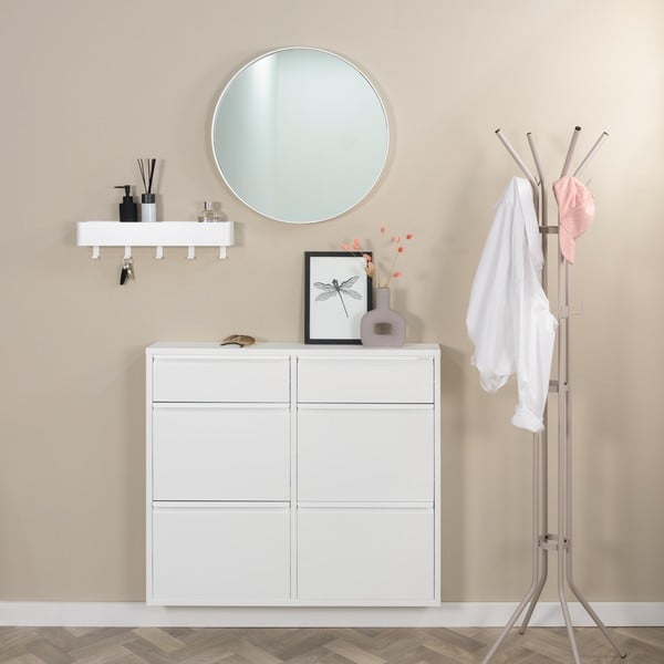 Bela kovinska preklopna omarica za čevlje 98x86x15 cm Billy – Spinder Design-image-1