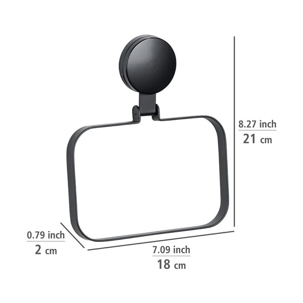 Črno stensko držalo za brisače Wenko Static-Loc® Plus-image-3