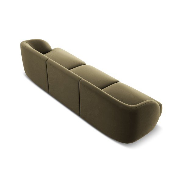 Zelena žametna sedežna garnitura 259 cm Miley  – Micadoni Home-image-3