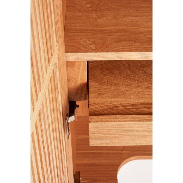 Omarica v jesenovem dekorju z luknjo za kable v naravni barvi 100x140x45 cm Sion – Jotex-image-4