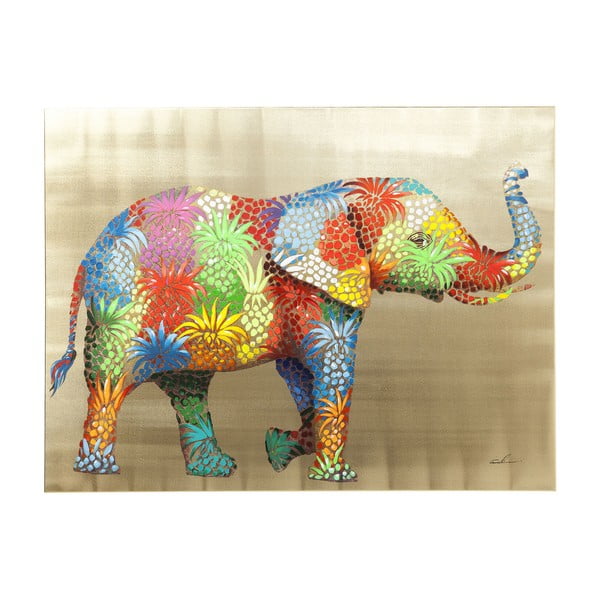 Slika slona Kare Design Touched Flower Elefant, 120 x 90 cm
