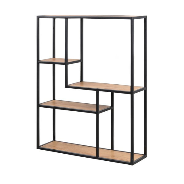 Črna stenska polica v hrastovem dekorju 75x91 cm Seaford – Actona-image-2