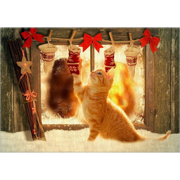 Preproga Vitaus Božično obdobje Razigrana mačka, 50 x 80 cm
