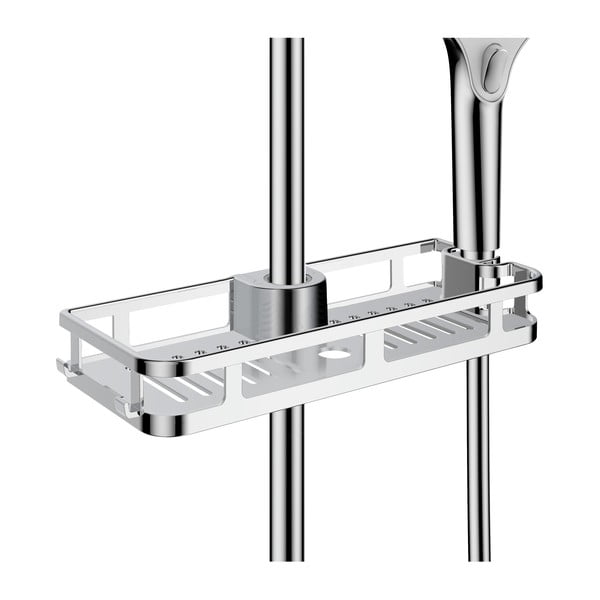 Plastična kopalniška polica v sijajno srebrni barvi z namestitvijo brez vrtanja Libertà – Wenko-image-2