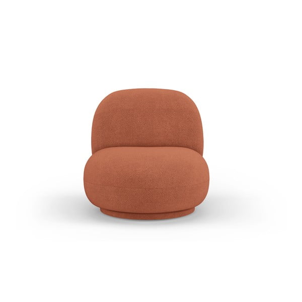Opečnato oranžen fotelj iz tkanine bouclé Chuck – Micadoni Home