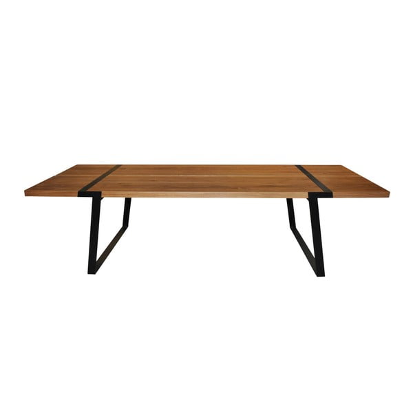 Temna lesena jedilna miza s črnim podnožjem Canett Gigant, 240 cm