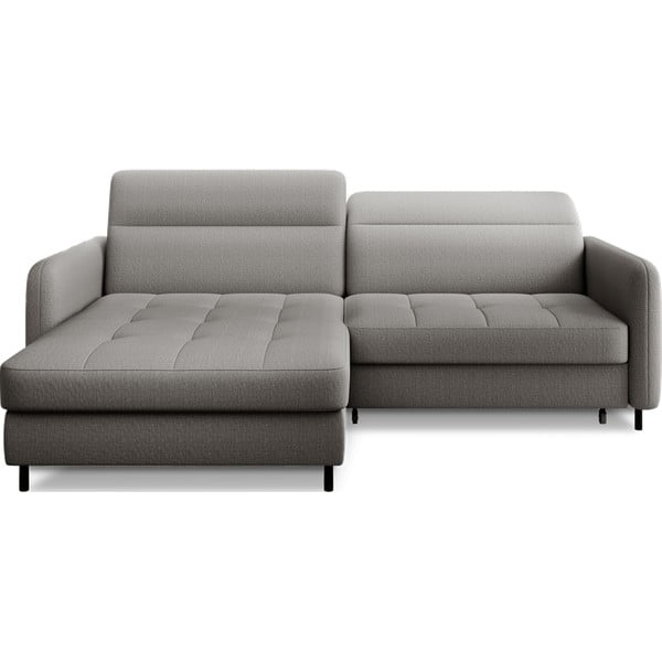 Siva žametna raztegljiva/s prostorom za shranjevanje kotna sedežna garnitura (levi kot/z ležalnikom) Gomsi – ELTAP