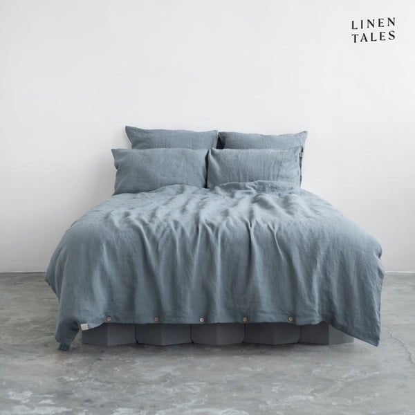Svetlo modra podaljšana lanena posteljnina za zakonsko posteljo 200x220 cm – Linen Tales