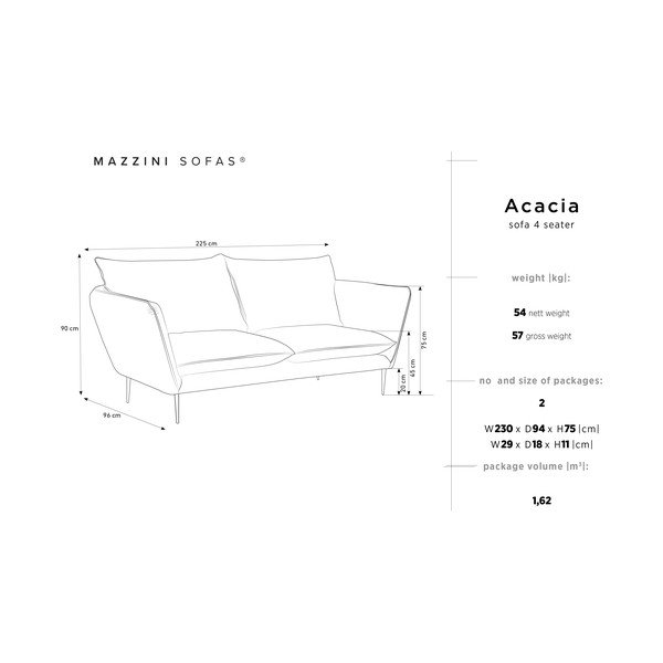 Bež žametni kavč Mazzini Sofas Acacia, dolžina 225 cm-image-3