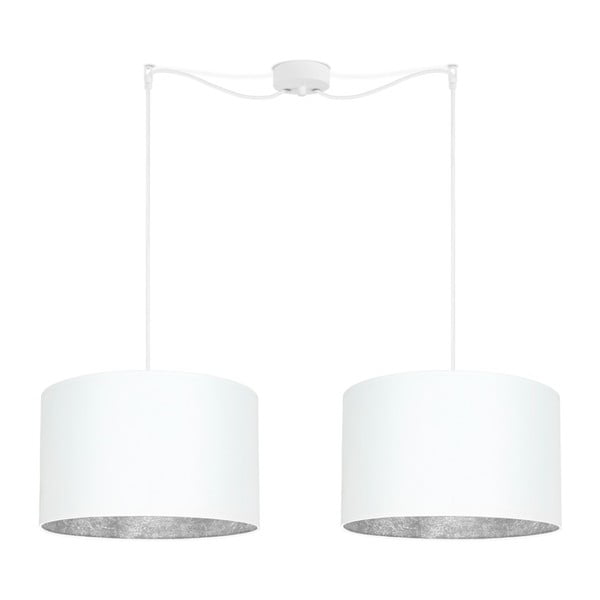 Bela dvojna viseča svetilka z detajli v srebrni barvi Sotto Luce Mika
