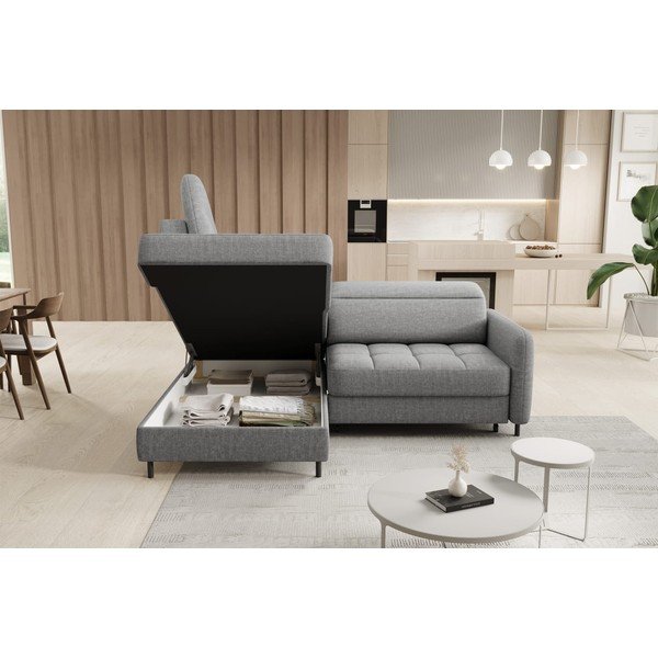 Siva žametna raztegljiva/s prostorom za shranjevanje kotna sedežna garnitura (levi kot/v obliki črke L) Barea – ELTAP-image-4