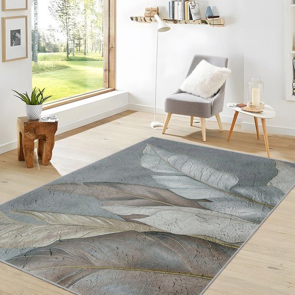 Zelena/siva pralna preproga 80x150 cm Dusty Leaves – Mila Home-image-4