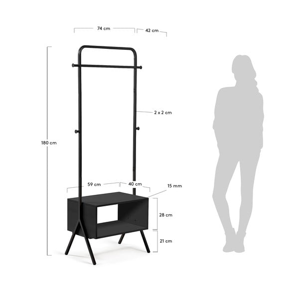 Črno kovinsko stojalo za oblačila Kave Home Bently-image-4