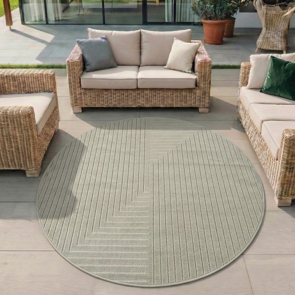 Zelena okrogla notranja in zunanja preproga ø 120 cm Nova 1202 – Ayyildiz Carpets-image-1