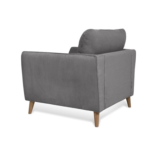 Temno siv fotelj iz rebrastega žameta Paris – Scandic-image-4