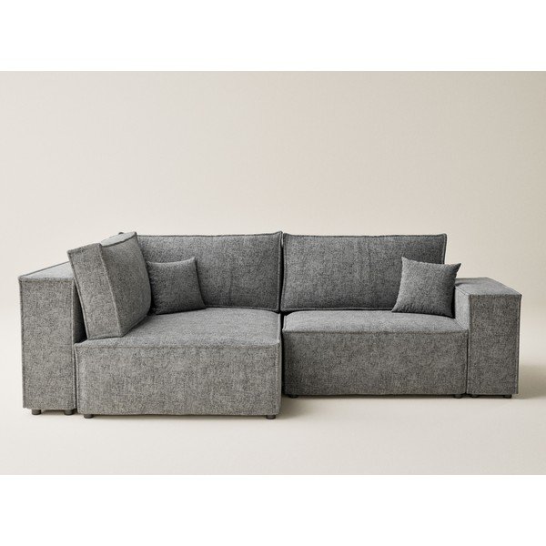 Siva raztegljiva/s prostorom za shranjevanje kotna sedežna garnitura iz šenilje (levi kot/v obliki črke L) Tonga – Maison de Rêve-image-2