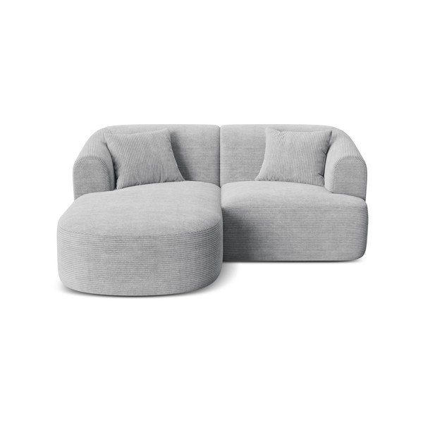 Svetlo siva kotna sedežna garnitura iz rebrastega žameta (levi kot/z ležalnikom) Campi – Cosmopolitan Design