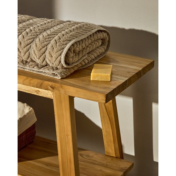 Bež frotirna bombažna brisača 90x150 cm Rune – Kave Home-image-1