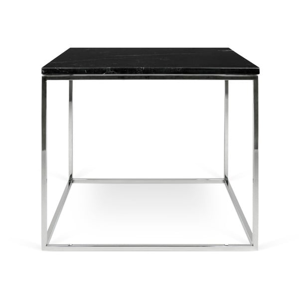 Črna marmorna mizica s kromiranimi nogami TemaHome Gleam, 50 x 50 cm