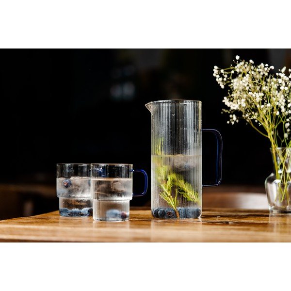Modre steklene skodelice v kompletu za kapučino 2 ks 350 ml Livio – Vialli Design-image-2