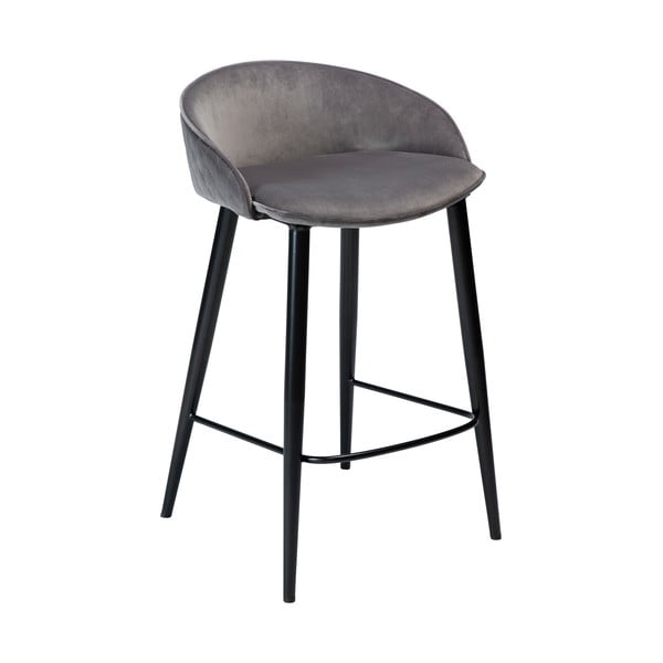 Barski stol iz sivega žameta DAN-FORM Danska Dvojno, višina 91 cm