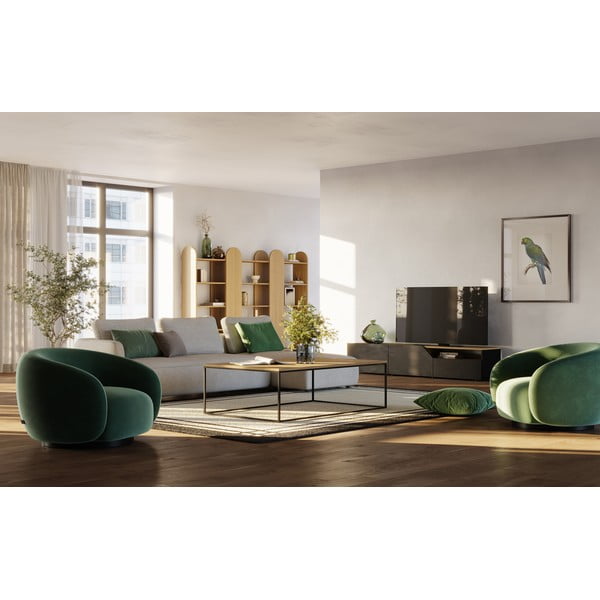 Črna/naravna TV omarica z mizno ploščo v hrastovem dekorju 180x38 cm Verone – TemaHome-image-1