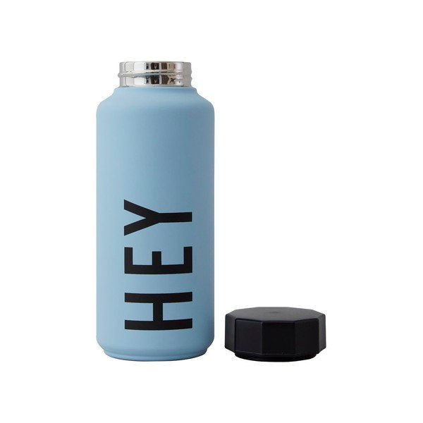 Svetlo modra termovka Design Letters Hey, 500 ml-image-1