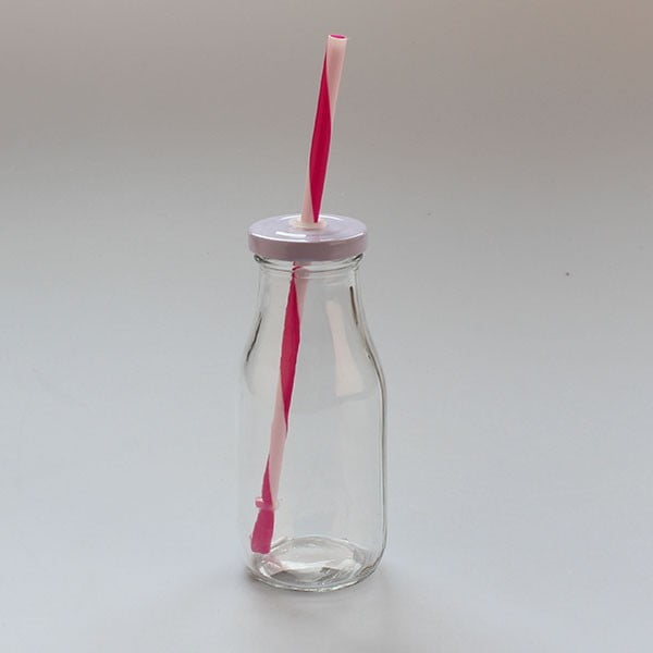 Kozarec z belim pokrovom in rdečo slamico Dakls, 250 ml