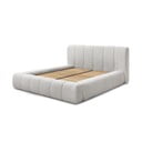 Svetlo siva oblazinjena zakonska postelja s prostorom za shranjevanje z letvenim dnom 180x200 cm Denali – Bobochic Paris