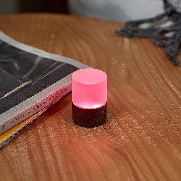 Temno rjava LED zatemnitvena namizna svetilka s steklenim senčilom (višina 6 cm) Lemelia – Gingko-image-1