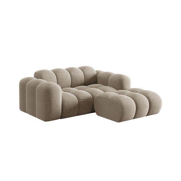 Svetlo rjava kotna sedežna garnitura iz šenilje (desni kot/z ležalnikom) Treno – Cosmopolitan Design-image-1