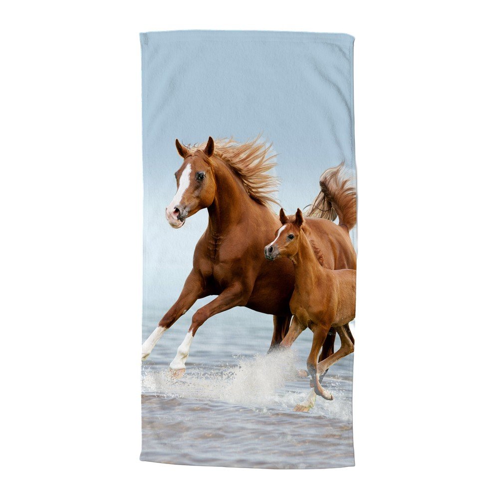 Modra/rjava otroška žametna brisača za na plažo 75x150 cm Free