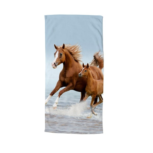 Modra/rjava otroška žametna brisača za na plažo 75x150 cm Free – Good Morning