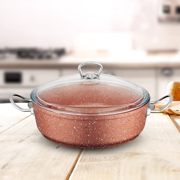 Roza aluminijast lonec s pokrovom Güral Porselen Classic, ø 30 cm-image-4