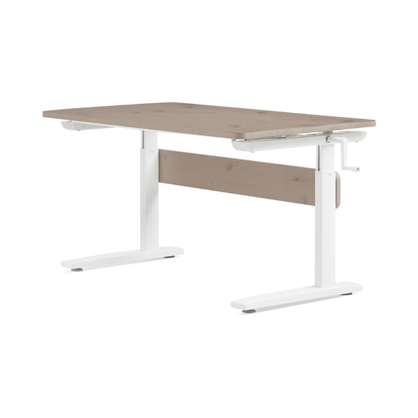 Rjavo-bela pisalna miza z nastavljivo višino Flexa