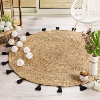 Črna/naravna okrogla preproga ø 120 cm Shira – douceur d'intérieur