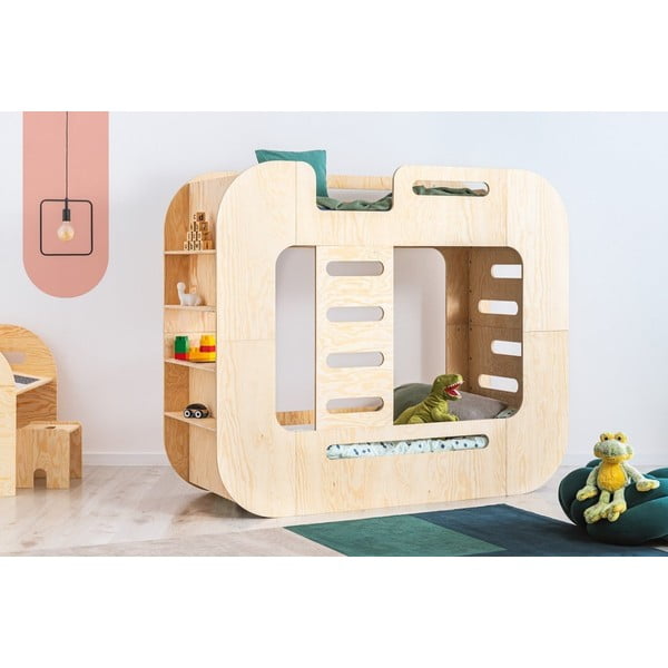 Pograd otroška postelja s prostorom za shranjevanje 90x200 cm v naravni barvi Mundo – Adeko