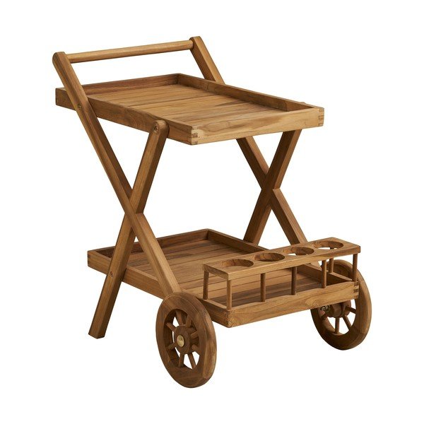 Servirni voziček na kolesih iz masivnega lesa 50x86 cm Pasaku – House Nordic