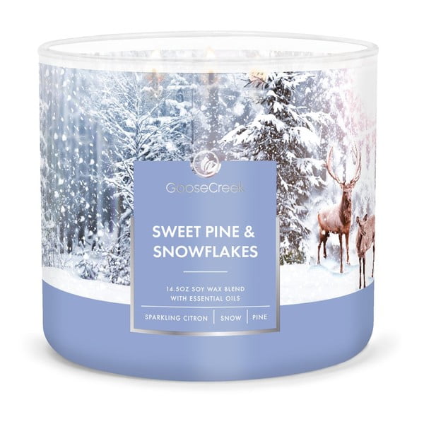 Dišeča sveča Goose Creek Sweet Pine & Snowflakes, čas gorenja 35 h