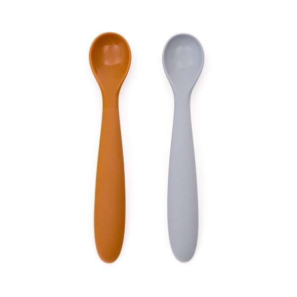 Svetlo modre/oranžne plastične/silikonske otroške žličke v kompletu 2 ks Lili – Kave Home