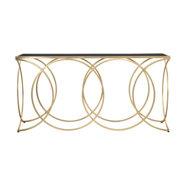 Črna/zlata stranska mizica s stekleno mizno ploščo 40x160 cm Infinity – Mauro Ferretti