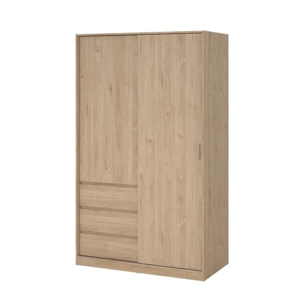 Garderobna omara v hrastovem dekorju z drsnimi vrati v naravni barvi 119x200x60 cm Naia – Tvilum-image-4