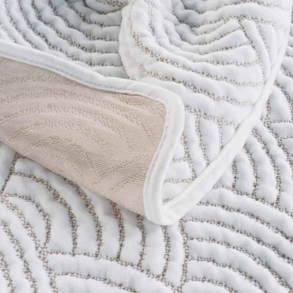 Belo-bež komplet pregrinjala in prevleke za vzglavnik iz jerseyja 220x240 cm Cassandra – douceur d'intérieur-image-2