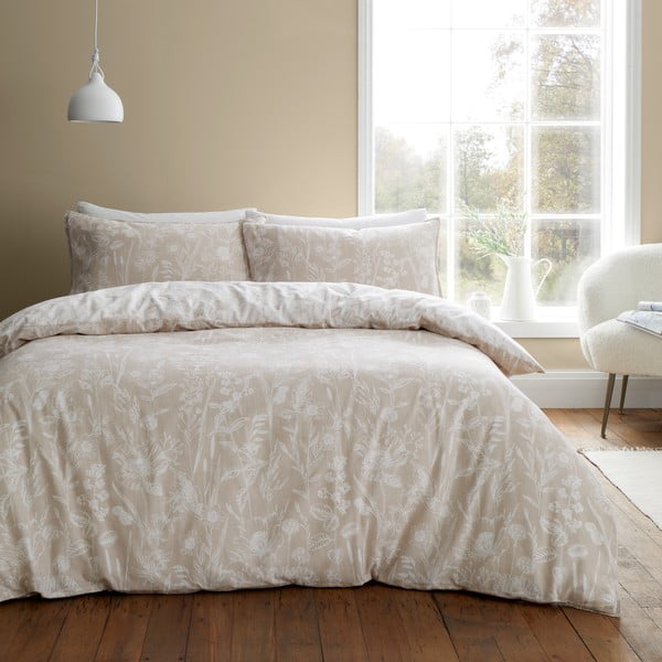 Bež enojna flanelna posteljnina 135x200 cm Floral Toile – Bianca-image-2