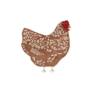 Rjava pralna ročno tkana bombažna otroška preproga 110x100 cm Chicken – Lorena Canals